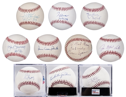 Lot of (10) Hall of Fame Pitchers Single Signed Baseballs (MLB Authenticated, PSA/DNA & JSA)